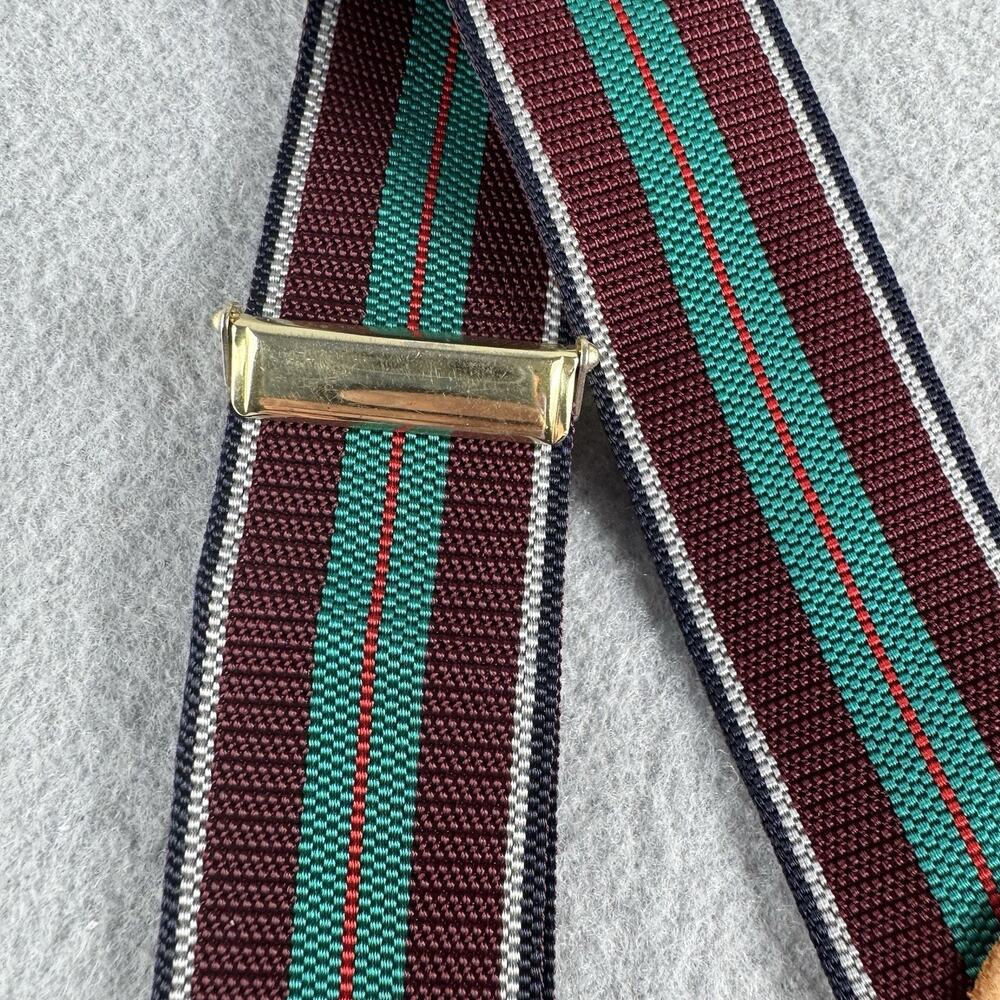 Vintage Cole Haan Suspenders Y Back Striped Leather Button Braces Preppy 90s EUC - Picture 5 of 10